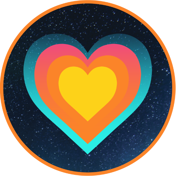 A colorful heart in a circle Description automatically generated