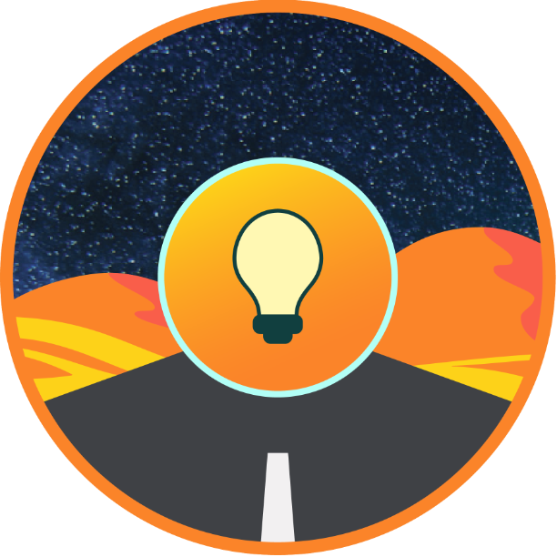 A road with a light bulb on it Description automatically generated