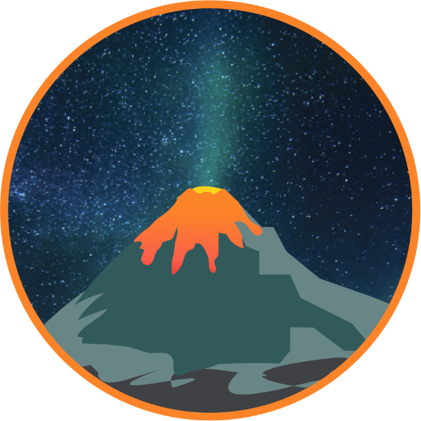 A cartoon of a volcano Description automatically generated